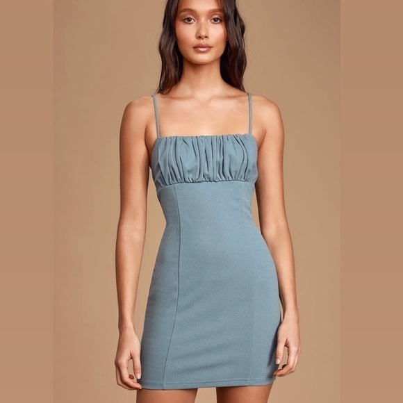 Lulus Rule Breaker Denim Blue Bodycon Mini Dress Size Medium - Picture 1 of 13